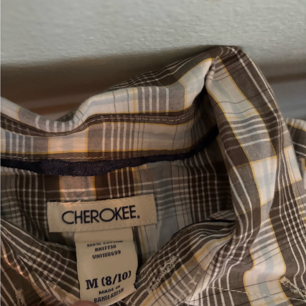 Cherokee Boys Plaid Button-Down Shirt - Picture 2 of 3
